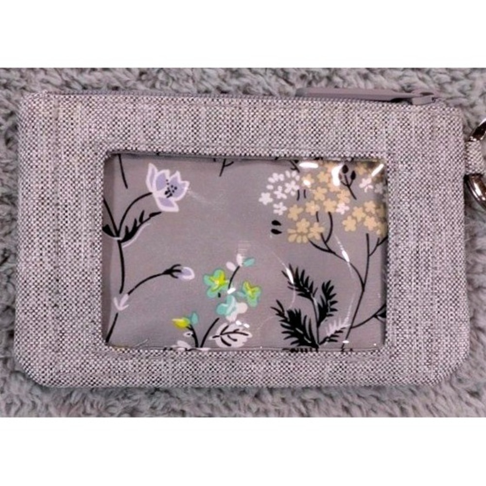 Vera Bradley Zip ID Case Lanyard Womens One Size Gray Heathered ReActive Floral - Picture 9 of 11